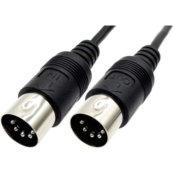 ABE MIDI Cable Round 5 Pin DIN Plug to DIN Plug AFMC Black 2m