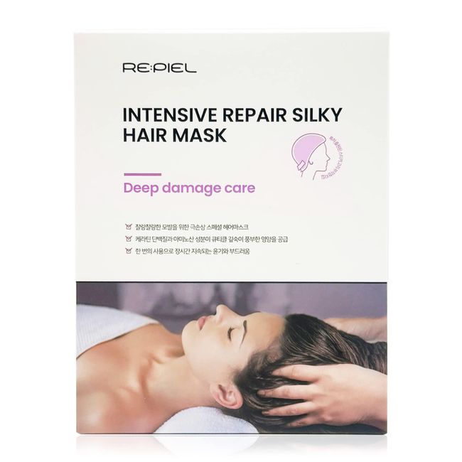 RE:PIEL Intensive Repair Silky Hair Mask, Jelly Sheet Fermented, 100% Coconut Water, Vegan & Eco-Friendly, Instant Soft Hair Texture, Safe for all Types of Hair 4 Count (Hair Mask)