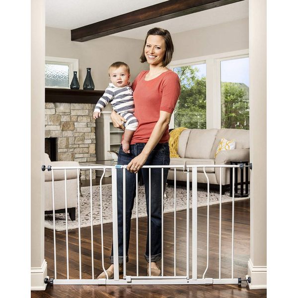 Regalo Easy Open 47-Inch Super Wide Walk Thru Baby Gate, Bonus Kit, Includes 4-Inch and 12-Inch Extension Kit, 4 Pack Pressure Mount Kit and 4 Wall Cups and Mounting Kit , 11 Count (Pack of 1)