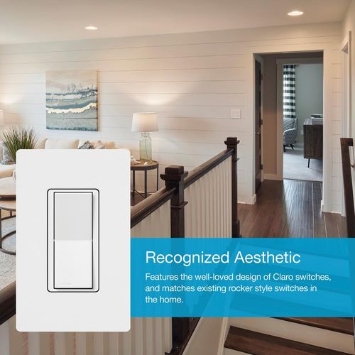 Lutron Claro Smart Accessory Switch, only for use with Diva Smart Dimmer Switch/Claro Smart Switch | DVRF-AS-LA | Light Almond