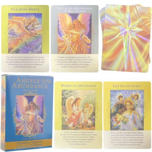 Oracle Cards Deck,Tarot Cards Deck,Angels of Abundance Oracle Cards,Tarot Cards and book for Beginners set 44-A