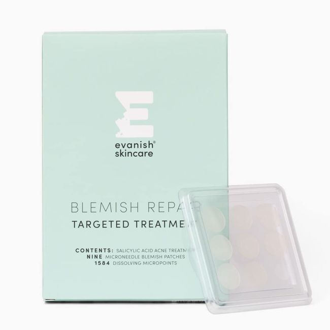 Evanish Skincare Blemish Repair - Targeted Microneedling Pimple Patch for Early Stage Zits - Salicylic Acid, Niacinamide, Vitamin C - 9 Patches per Pack