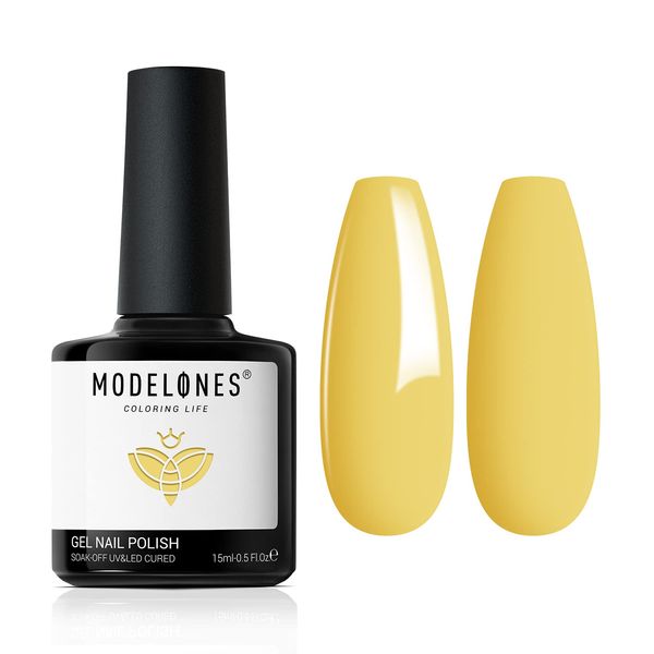 Modelones Mango Yellow Gel Nail Polish, 1 Pcs 15ml Soft Yellow Color Gel Nail Polish Soak Off LED Long Lasting French Manicure Essential Gel Nail Varnish Salon Design DIY at Home Gifts for Women