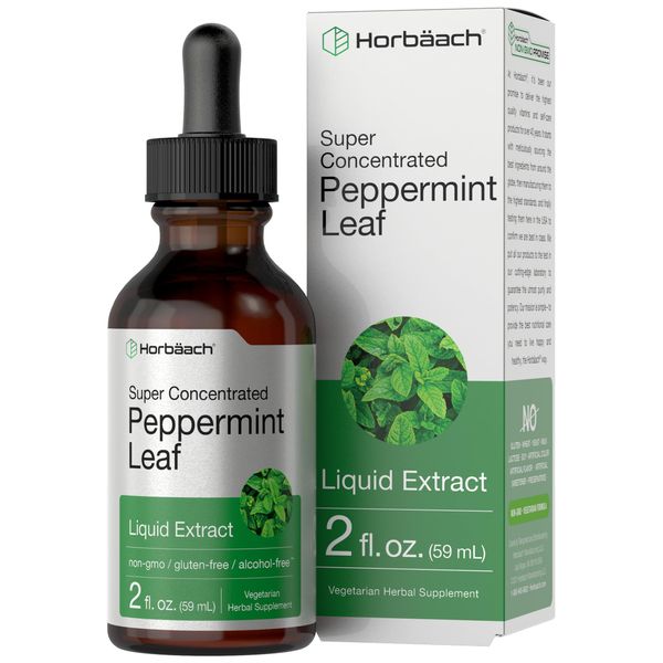 Peppermint Leaf Liquid Extract | 2 fl oz | Vegetarian, Non-GMO & Gluten Free Supplement | by Horbaach