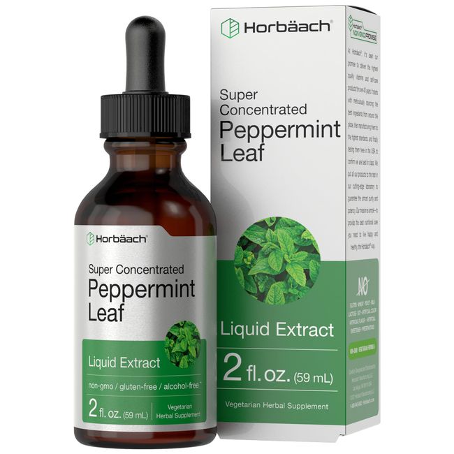 Peppermint Leaf Liquid Extract | 2 fl oz | Vegetarian, Non-GMO & Gluten Free Supplement | by Horbaach