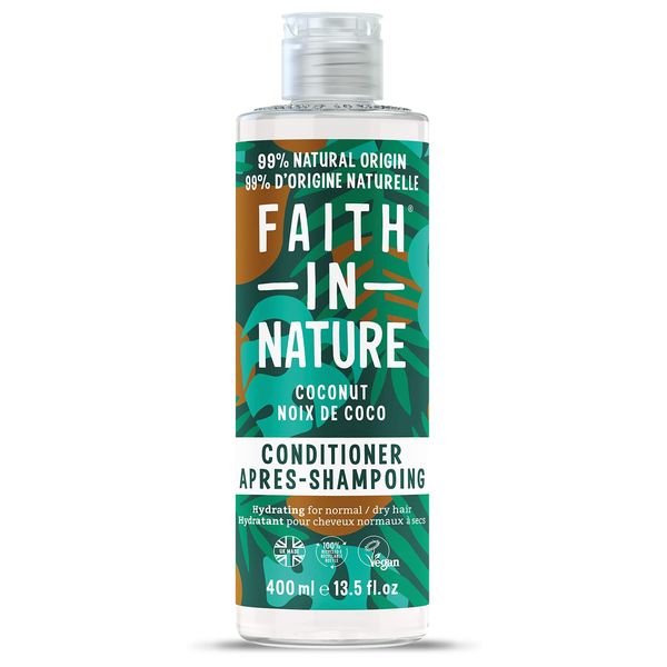 Faith In Nature Natürliche Kokosnuss-Spülung, Feuchtigkeitsspendend, Vegan und Frei von Tierversuchen, Ohne SLS Oder Parabene, Für Normales bis Trockenes Haar, 400ml