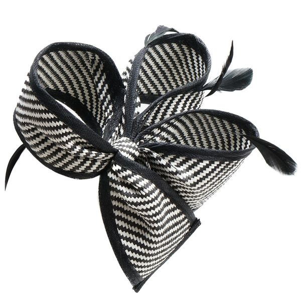 Lawliet Womens Sinamay Fascinator Cocktail Wedding Derby Tea Party Hat Headband (Black with White)