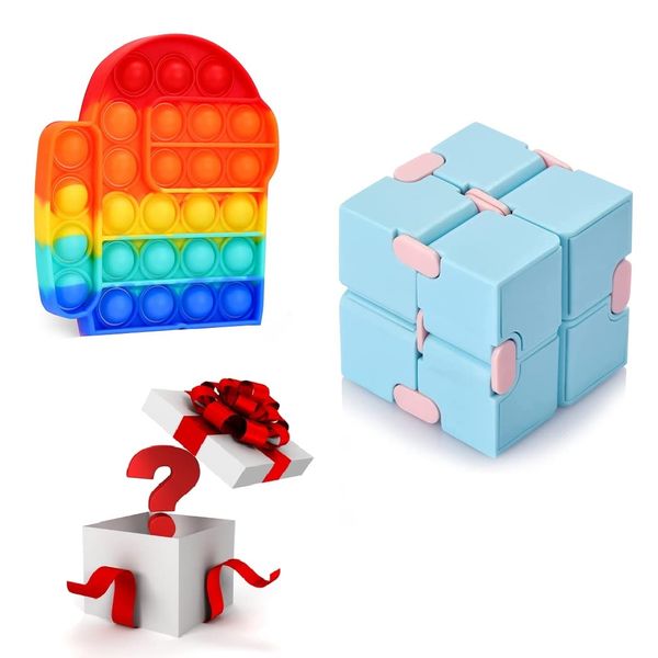 amzdmart 3 IN 1 Infinity Cube (1 PC) - Fidget Toy (1 PC) - Gift pop it(1 PC) - Anti-Stress Fidget Toys Helps in Stress and Anxiety Relief | Suitable for Kids & Adults | Fidget Pack