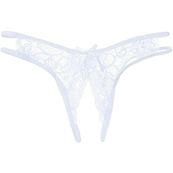 Y&T L62 Open Crotch Full Lace Panties, Sexy Lingerie, Underwear, Women's, Lace Panties, Pants, T-Pack, Perforated, Erotic, Transparent, See-Through,, white white