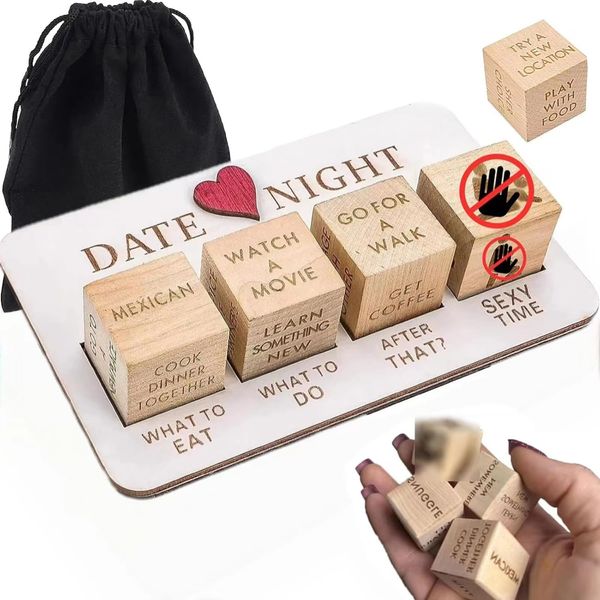 Yckeogln Date Night Dice After Dark Edition,Wooden Board Game for Couple,Decision Dice, for Him & Her,Funny Wedding Gifts, Valentine's Day Anniversary Couple Games Gifts