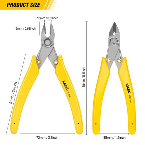 KATA 5.5 Inch Stainless Steel Wire Cutter Micro Flush Cutters, Precision Side Cutter Plier Sprue Cutting Snip for Electronics, Jewelry Making, Metal Wire Cutter, Crafting