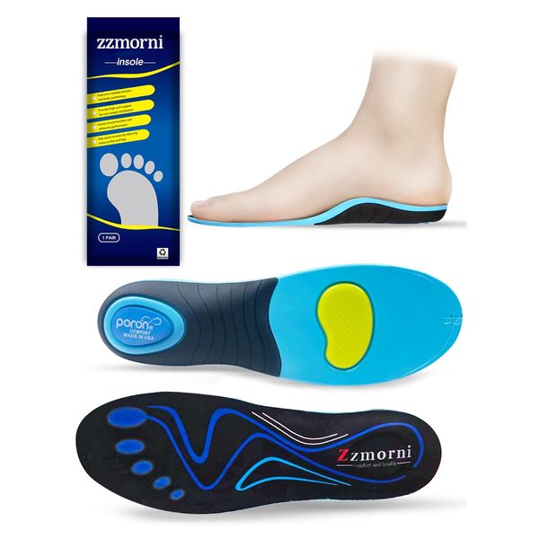 Zzmorni Insole, Supervised by Physical Therapists, Shock Absorption, Standing Work, Insole, Human Body Engineering, Arch Support, Insole, Comfort, Antibacterial, Odor Resistant, Everyday Use, 9.3-9.4