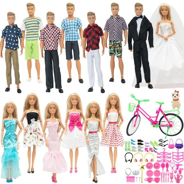 SOTOGO 73 Pieces Doll Clothes and Accessories for 11.5 Inch Girl Boy Doll Happy Wedding Include 14 Sets Handmade Doll Groom Suit,Wedding Dress,Casual Clothes and 59 Pieces Different Doll Accessories