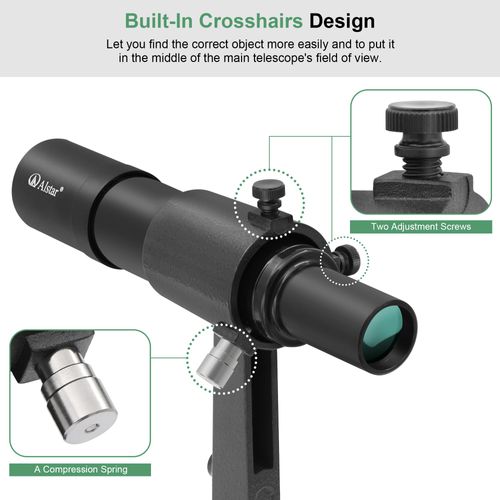 Alstar Finder Scope, 6x30 Finderscope Provides Straight-Through Not-Corrected Image Optical for Astronomy Telescopes, Fully Multi-Coated Optics Adjustable Bracket