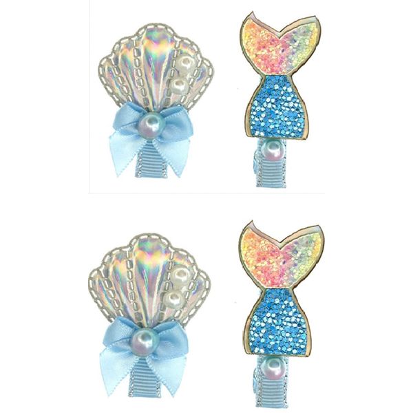 4 Pack Sparkle Mermaid Hair Clip Set Sea Star Shell Hairpin for Girls Toddlers Kids