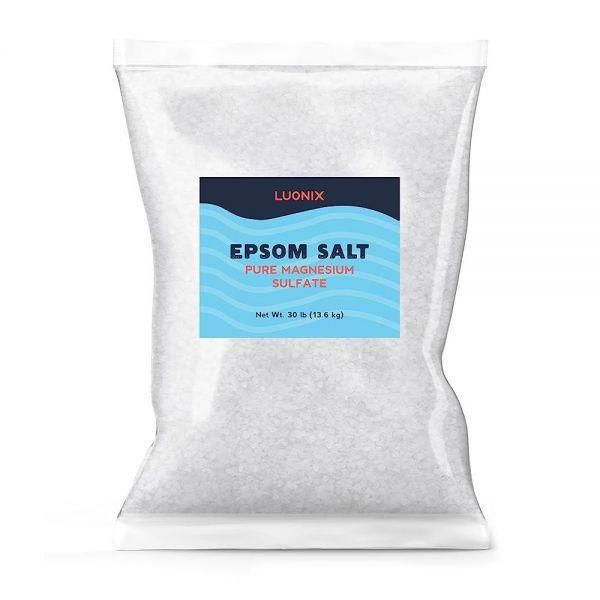 Luonix Bath Epsom Salt, 30 lbs (13.6 kg), bulk, soak, DIY bath bomb 366054