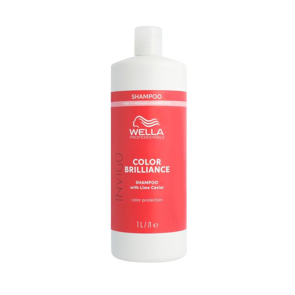 Wella Professionals Invigo Color Brilliance Shampoo Fine – Glanzshampoo für feines, gefärbtes Haar – milde Pflege mit Vitamin E und niedrigem pH-Wert – 1 L