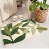Green Leaves Bath Mats Bathroom Rugs Non-Slip Soft Microfiber Absorbent Machine