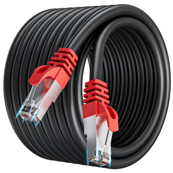 Soibke LAN Cable Cat 7 Network Cable 12 m Installation Cable Shielded SFTP Ethernet Cable Outdoor Indoor