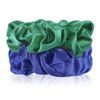 Silk Hair Ties L 2pcs Green Blue