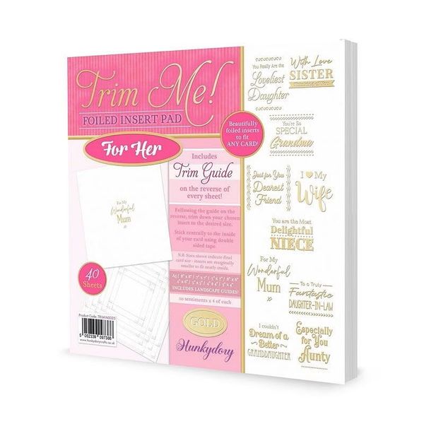 Hunkydory - Trim Me! Foiled Insert Pad - for Her - Gold