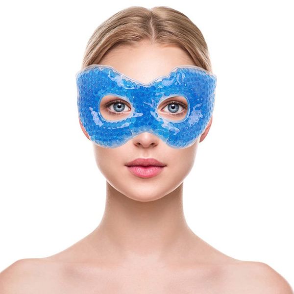 NEWGO Cooling Eye Mask for Puffy Eyes, Hot Cold Therapy Gel Eye Mask with Lemon Scent, Relief for Swollen Eyes, Dark Circles, Stress, Migraine, Headaches, Sinus Pain - Blue