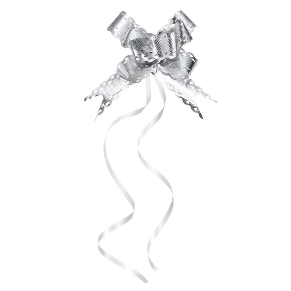 M METERXITY 40 Pack Iridescent Pull Bows - Presents Wrap String Bow, (2.2" Silver Tone)