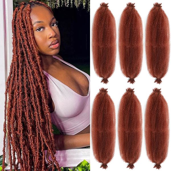 Afro Twist Hair 24 Inch 6 Packs, Springy Afro Twist Hair Pre Fluffed Spring Twist Hair Pre Stretched Wrapping Hair for Soft Locs Hair Extensions (24 Inch (Pack of 6), 350#)