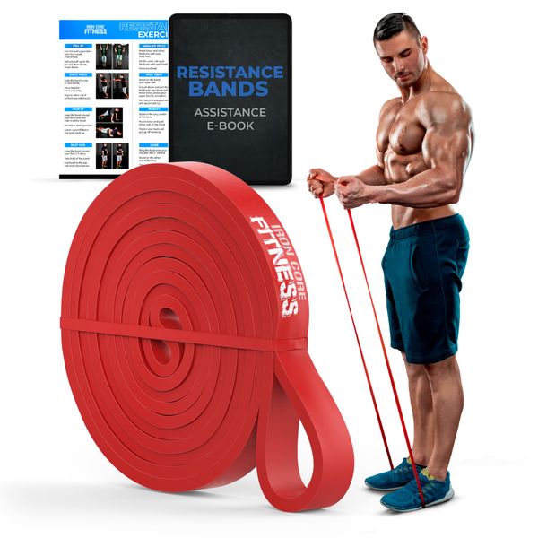 Red Pull Up Resistance Band – 20–35 lb Long Rubber Workout Band for CrossFit, Chin Ups, Push Ups, Stretching & Mobility – Assisted Exercise Bands for Men and Women – Power Loop for Gym & Home Training