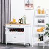 Wooden Serving Cart Furniture with Large Tabletop, Wine Rack & Towel Rack, White