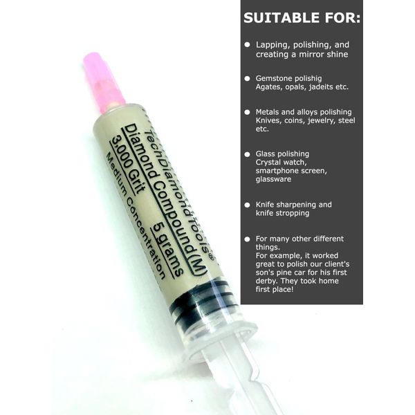 Diamond Polishing Lapping Paste 3,000 Grit 3-6 Micron (M) 25% Concentration 5 gr