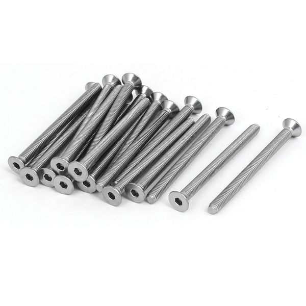 Sourcingmap M4x50mm 304 Stainless Steel Countersunk Flat Head Hex Socket Screws DIN7991 20pcs
