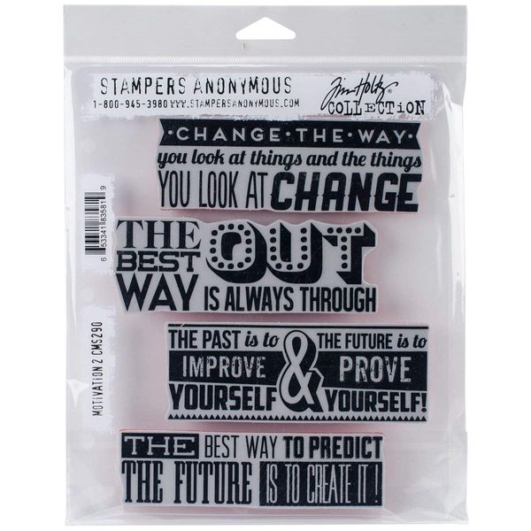 Stampers Anonymous Tim Holtz Motivation 2 Cling Rubber Stamp Set, Multicoloured