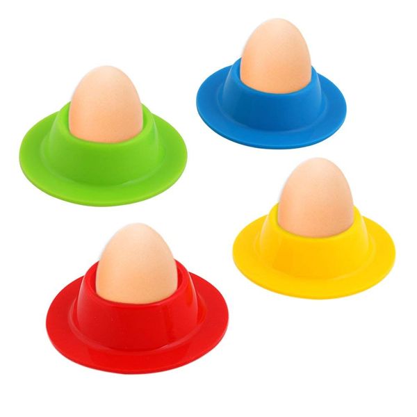 Vicloon Egg Holder Set, 4PCS Silicone Egg Cups Set Egg Cups Stand for Kitchen Boiled Eggs Breakfast