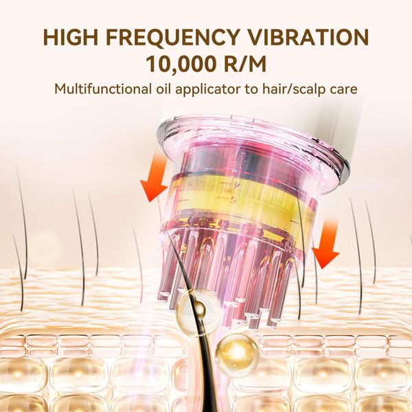 Kimairay Electric Hair Oil Applicator and Scalp Massager 2 in 1, Electric Push Oil, Latest Scalp Oil Applicator for ALL Hair Essential Oil Serum, Handheld Hair Oil Dispenser Comb Brush