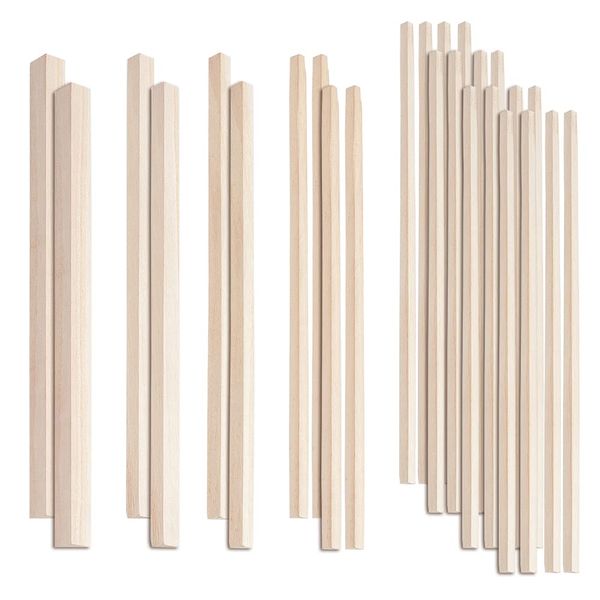 OLYCRAFT 26Pcs Triangle Wood Sticks 5 Sizes Unfinished Wooden Strips Triangle Dowels Strips Wooden Triangle Dowel Rod Natural Wood Triangle Sticks Model Accessories for Wood Craft Supplies