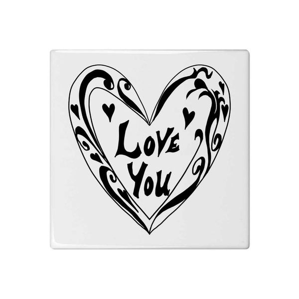 'Love Heart' 108mm Square Ceramic Tile (TD00031380)