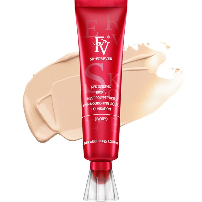 FV Wasserfester Foundation Makeup, Matt Oil Control Foundation Gesichts-Make-up Porenminimierer für Makelloses Finish, Langanhaltendes Flüssige Foundation für Normale/ölige Haut, 30g, Ivory Matte