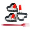 Heart-Shaped Egg Ring Mold with Orange Handle, Non-Stick Pancake Maker, Black