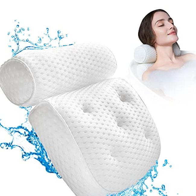 Non-Slip Bath Pillow With Suction Cup For Neck and Back Support