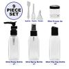 Netagon 9 Piece Travel Bottle Set Leak Proof Clear Toiletries Containers with Clear Airport Bag Case, Perfect for Travel Holidays Swimming Camping Trips (1 Pack | 9 PCE)