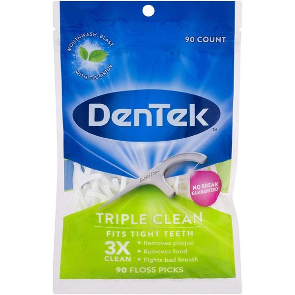 Dentek Triple Clean Floss Picks, Mint, 90 Count