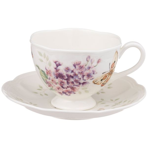 Lenox Butterfly Meadow Orange Sulphur 8-Ounce Cup and Saucer Set -