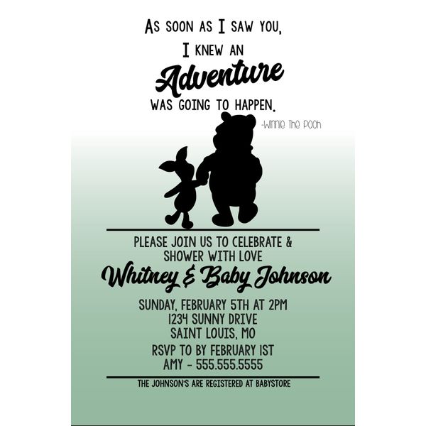 Customized Classic Winnie The Pooh Baby Shower Invitation