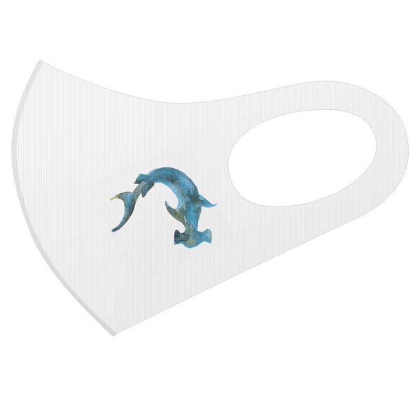 igsticker 018077 Design Mask, 2 Piece Set, Polyester, Washable, Cloth Mask, Unisex, One Point, Shark, Hammerhead Shark, Fish, Illustration