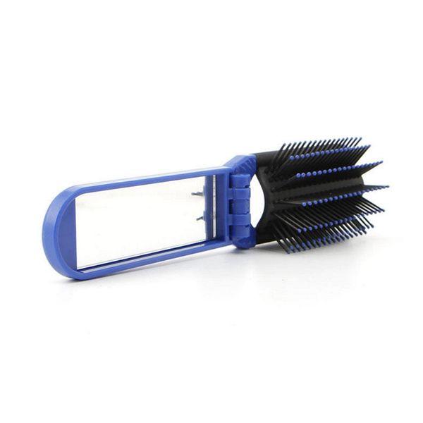 MOVKZACV Mini Haarbürste Klein Faltbare Haarkamm, Klapp Faltbare Haarbürste mit Spiegel, Tragbare Haarbürste Reisehaarbürsten Klappbar Haarmassage Haarbürste für Reisetasche Haarstyling Zubehör(Blau)