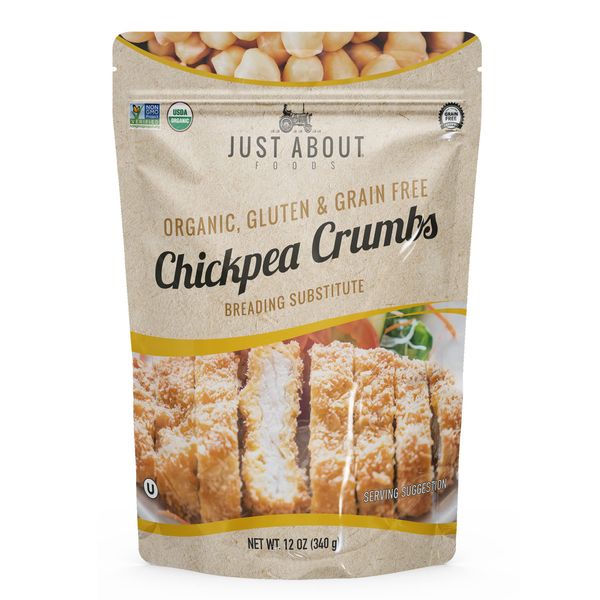 Organic Chickpea Bread Crumbs | Organic & Gluten Free | Breading Substitute | Paleo | 12 Oz (Pack of 1) | Just About Foods