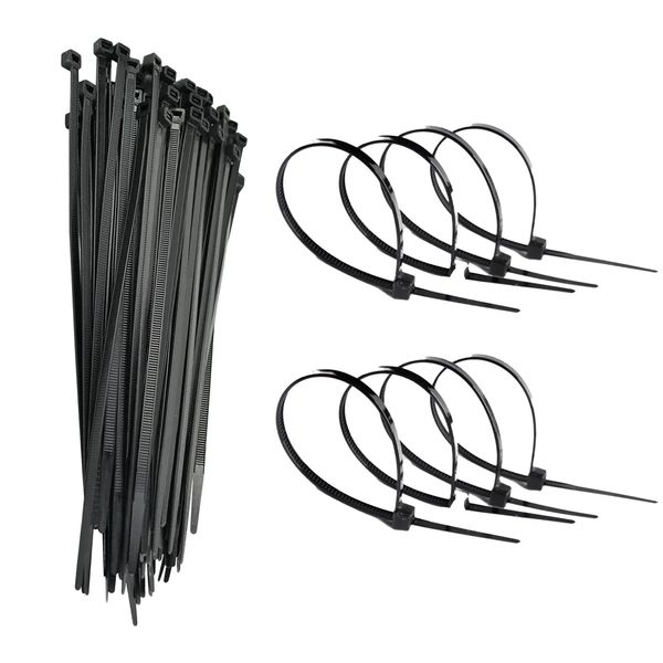 100 Black Nylon Zip Ties - 2.5 x 100mm, Strong Hold, 4" Self Locking Cable Ties, Weather Proof Small Tie Wraps, Ideal for Homes, Garden, Office, DIY, Plastic Ties for Cable Management (100)