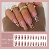 Bufenia Coffin Fake Nails Leopard Ballerina Heart False Nail Acrylic Press on Nails Long 24Pcs for Women and Girls (B)