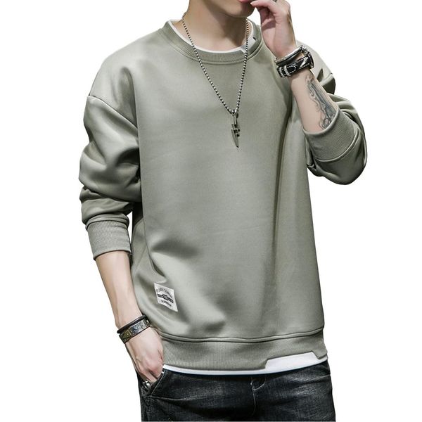 Xiaoyu Men's Sweatshirt, Autumn Clothing, Long Sleeve T-Shirt, Large Size, Fashionable, Casual, Loose Fit, Popular, Autumn, Winter, Spring, armygre